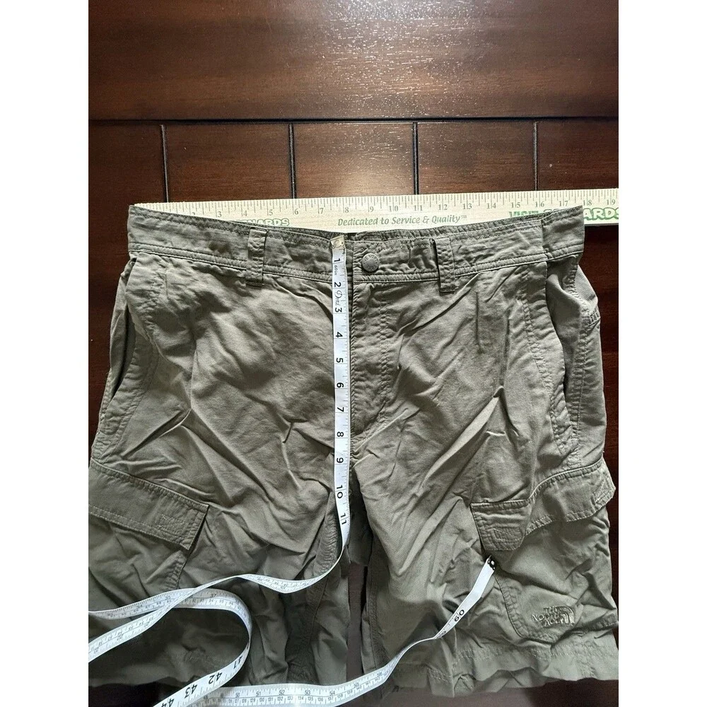 🔥North Face Mens Dark Green Cargo Shorts Sz 34 Ripstop Military Hiking Outdoor